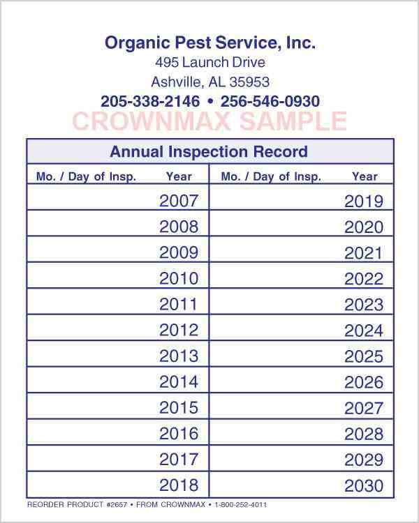 2657 Annual Inspection Record