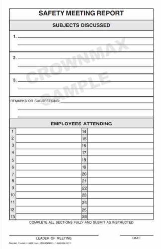2650 Safety Meeting Report Book 2 Pt Crownmax Com